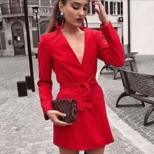Zara double breasted blazer red size S